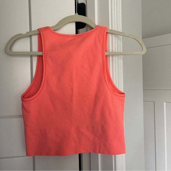 Athleta Aurora Orange Crop Rib Tank Camisole Bralette V Neck Ribbed Stretch - Picture 6 of 6